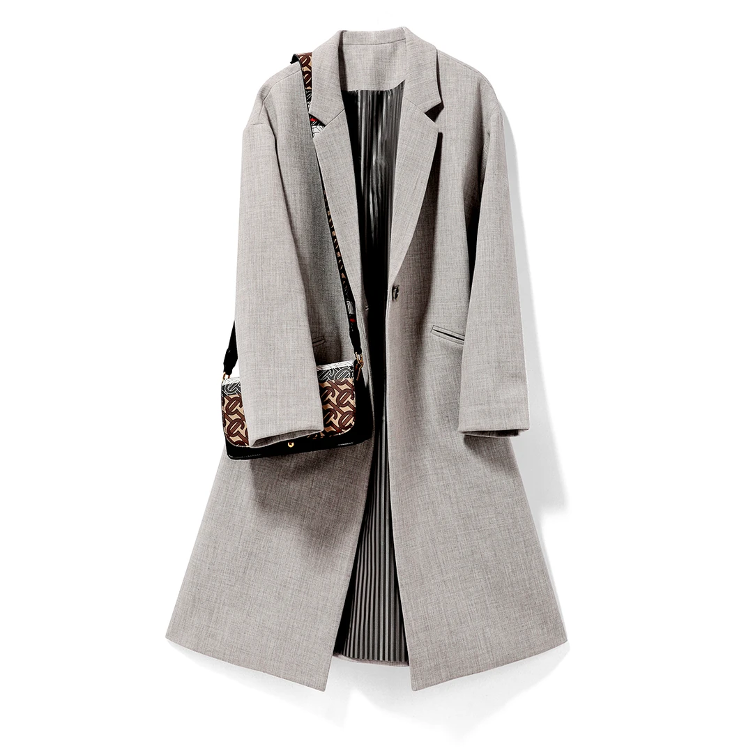 【质感大衣】极具质感十字绣长款西装外套 19012469