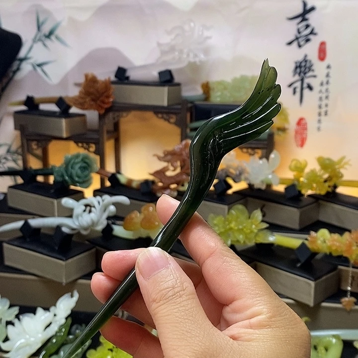 蛇纹石玉合金发饰