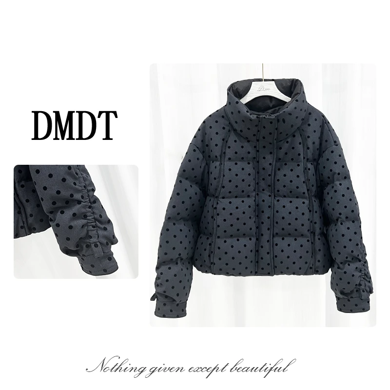 【DMDT服饰】2025冬季新品“羽光颂”波点立领显瘦鸭绒女羽绒服85071B