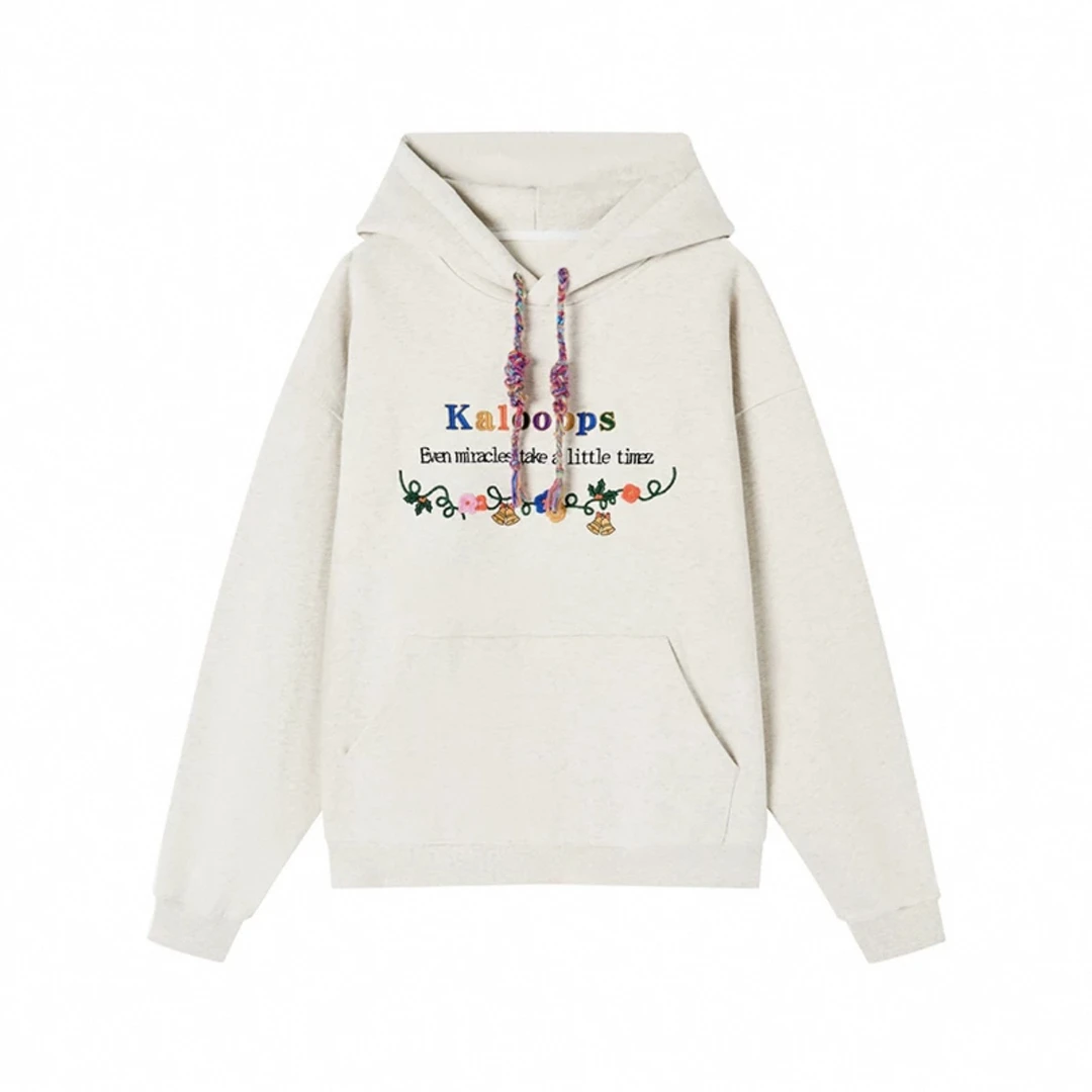 彩色麻花连帽刺绣宽松卫衣WY07