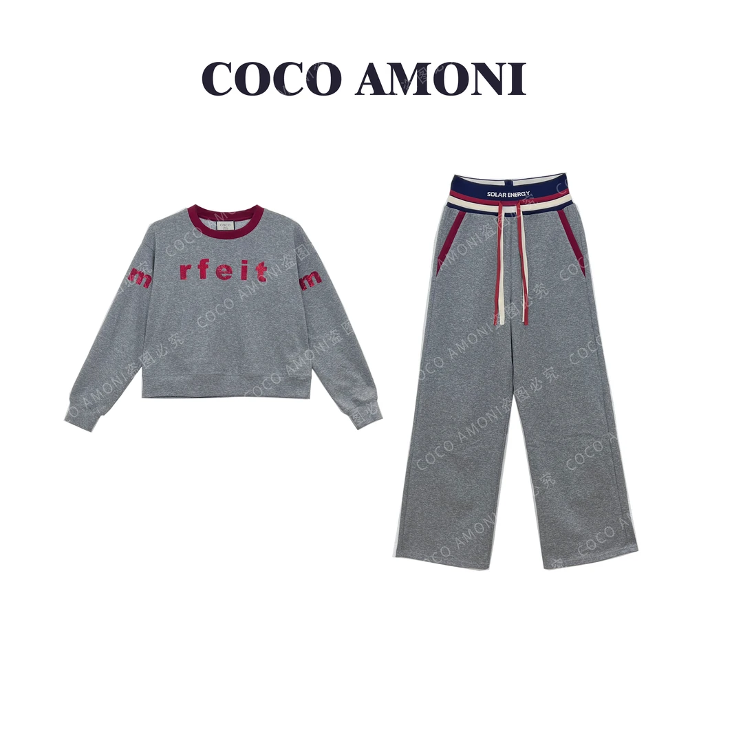 【LZ】设计感亮片宽松长袖套装气质休闲洋气两件套ZP333