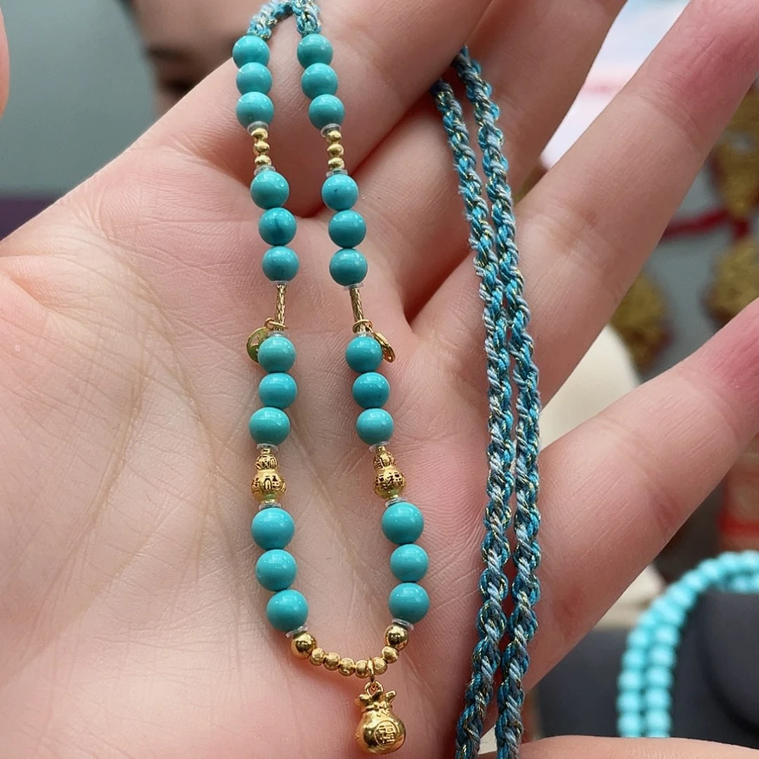 绿松石颈饰18K金镶嵌