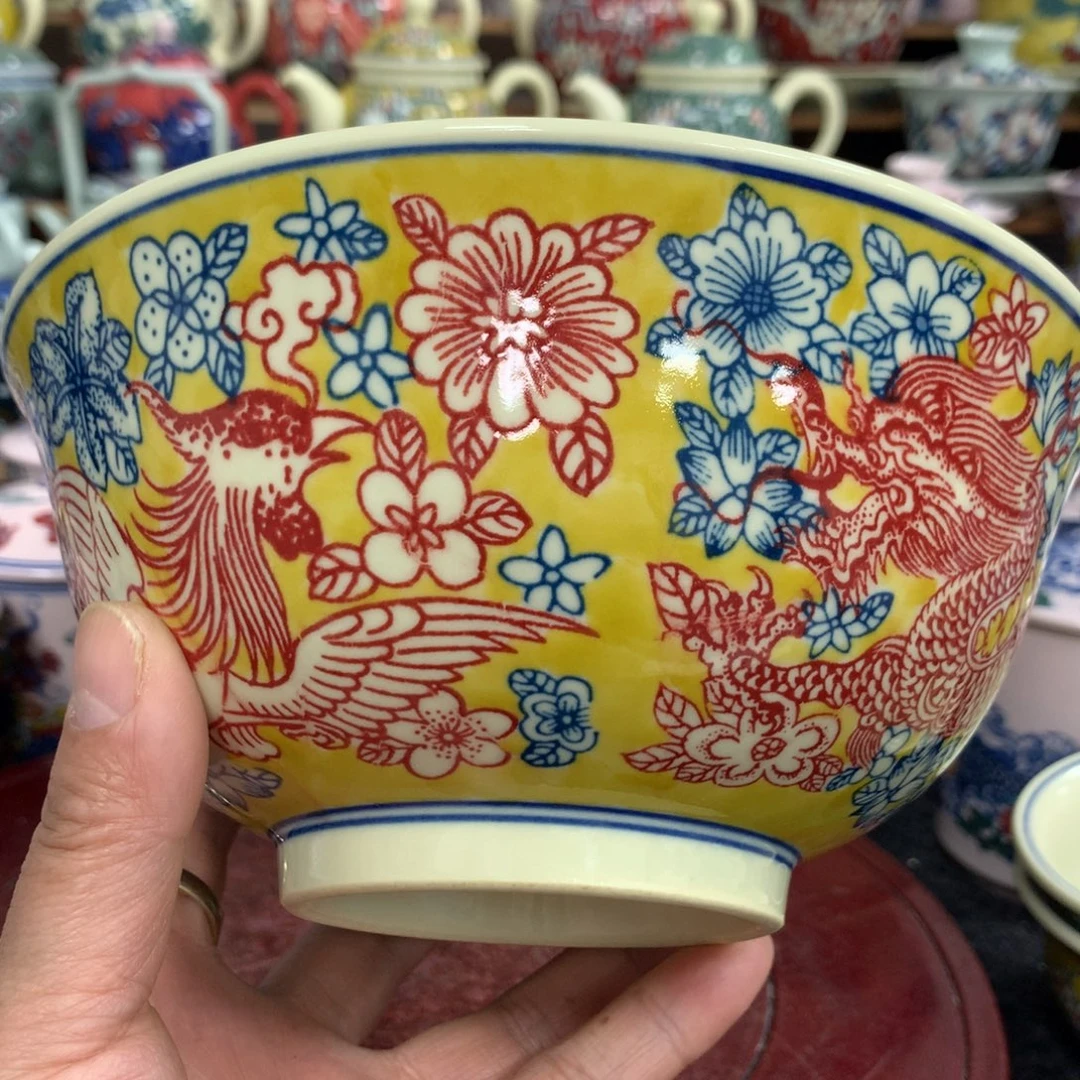 陶其他黄稀土红地梅花纹小碟 柴窑手绘 直径13.5cm ¥70
