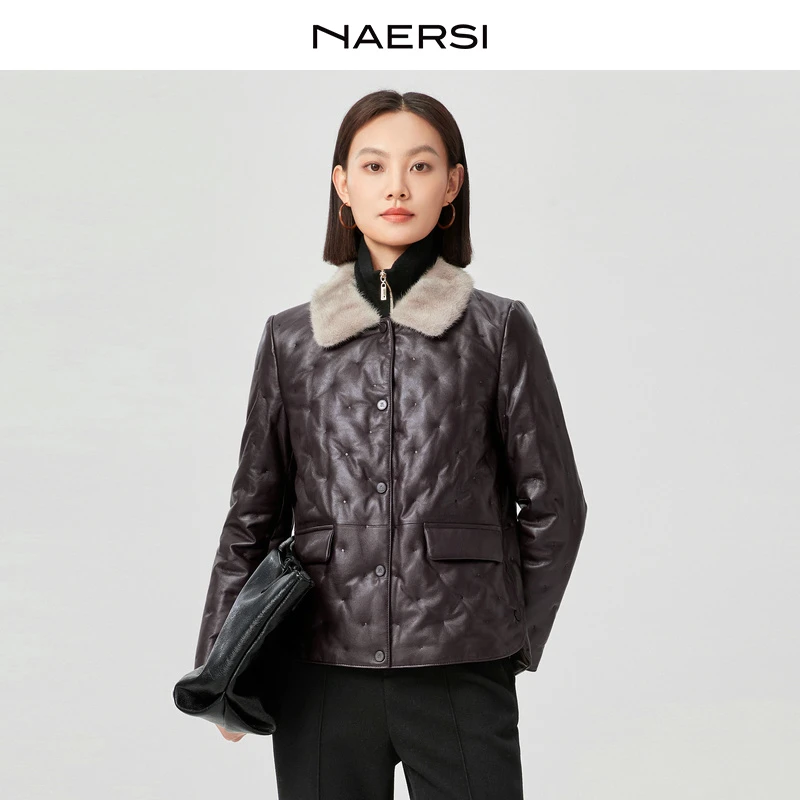 【众心专享价】轻奢水貂毛领时尚保暖冬季新款皮羽绒外套NP00211A8