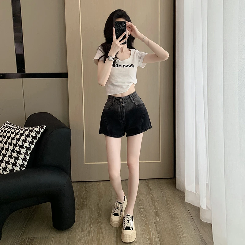 夏日穿搭套装女装夏装时尚洋气休闲服小个子短袖T恤百搭牛仔短裤