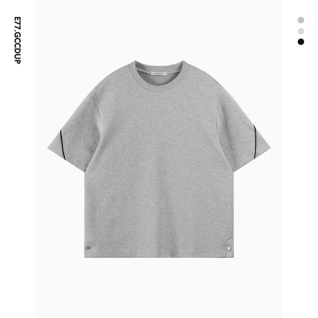 GCCDUPE77夏季明线宽松简约设计美式高级感男装休闲圆领T恤1406
