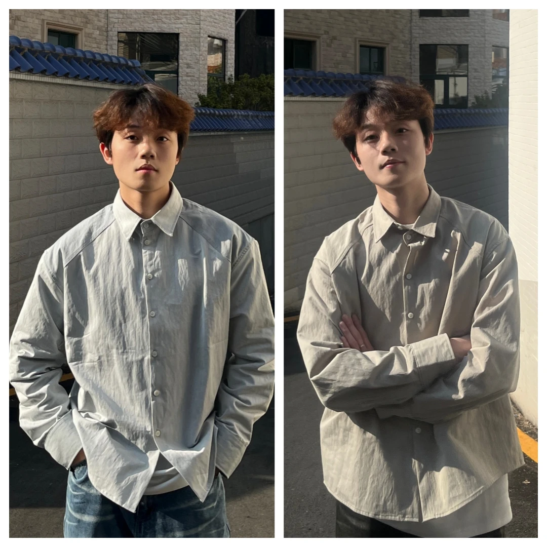 清仓！春秋复古ins休闲百搭男女情侣同款纯色宽松长袖衬衫外套