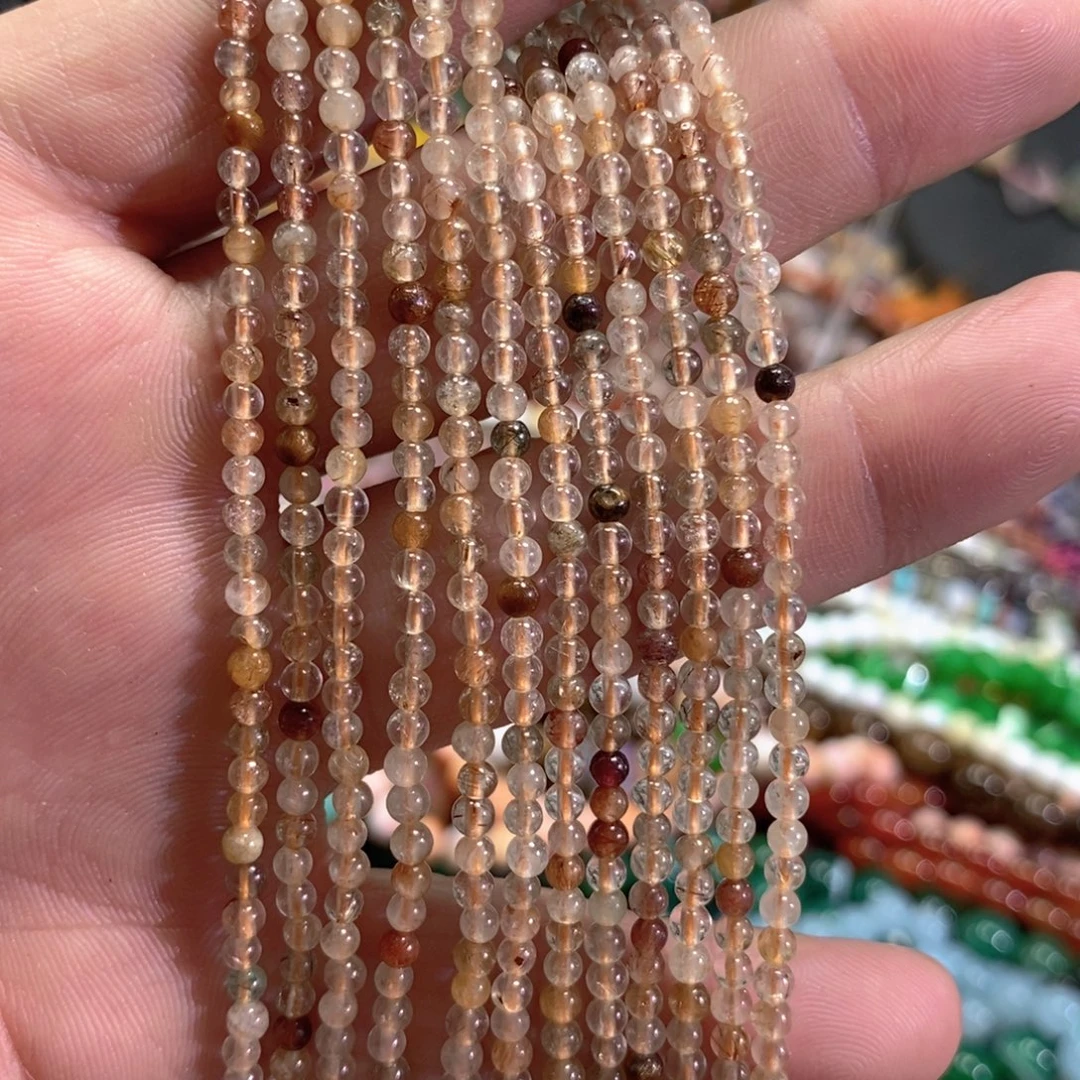 未镶嵌玛瑙/玉髓珠宝半成品天然彩兔毛一条卡3mm