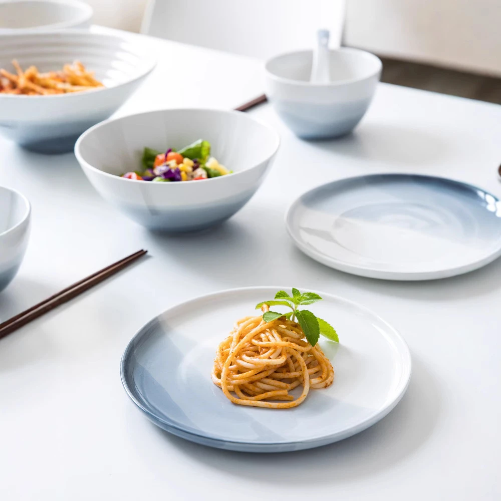 雾海系列欧式创意渐变陶瓷餐具家用牛排盘子西餐盘饭碗沙拉碗面碗