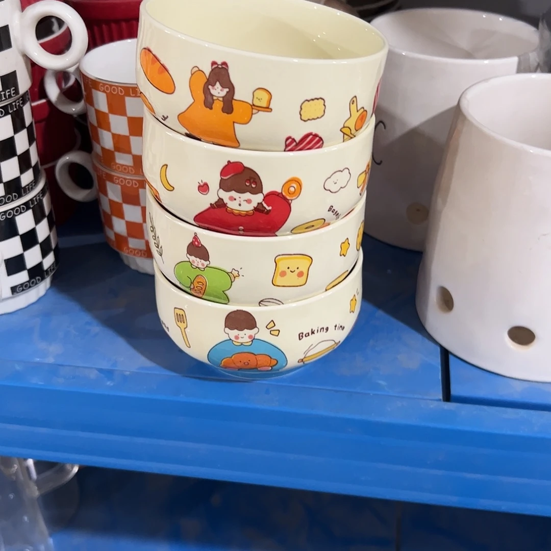 瓷片亲子碗4个正品