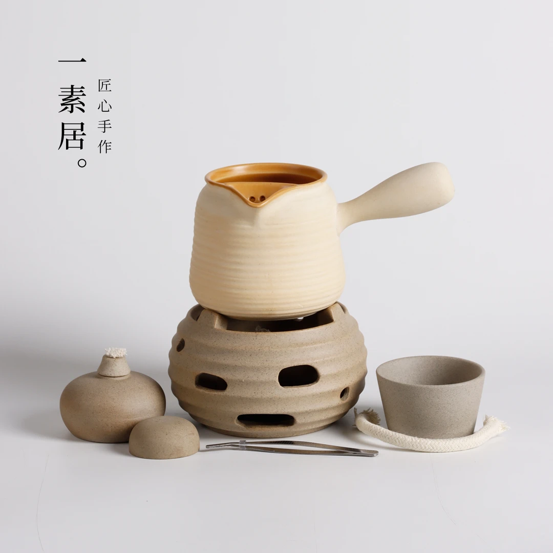 围炉煮茶罐罐茶煮茶壶可明火粗陶侧把壶酒精炉家用户外煮茶器套装