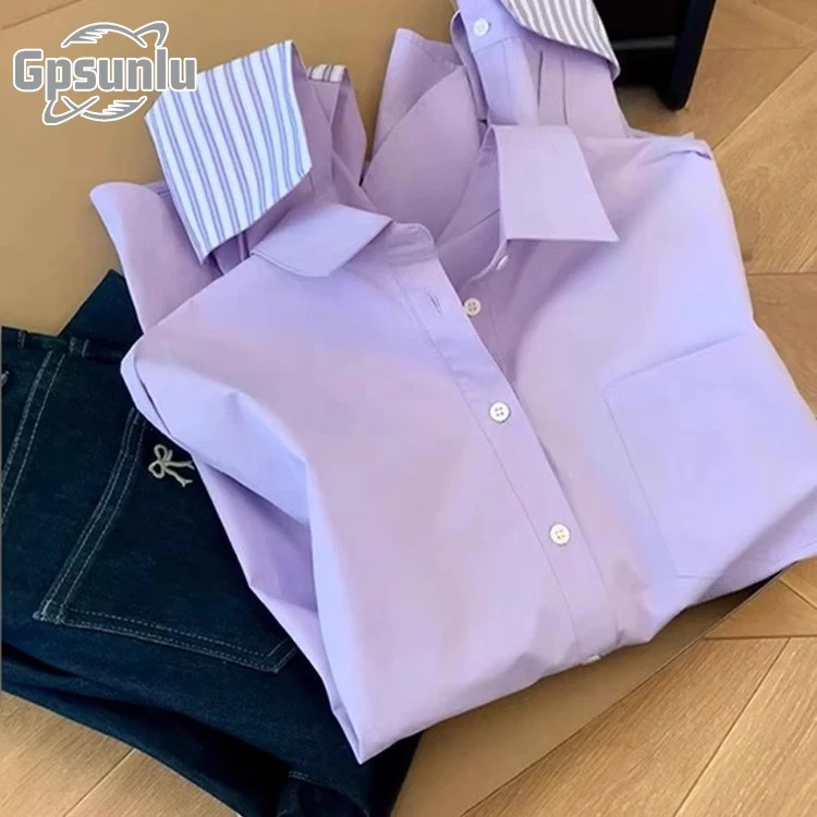 gpsunlu新款法式高级感衬衫外套女秋季气质衬衫设计感长袖上衣