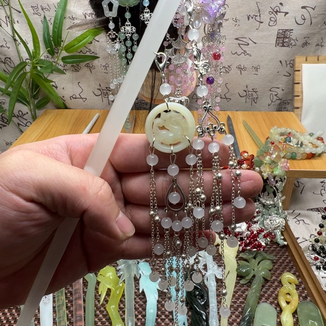 蛇纹石玉合金发饰