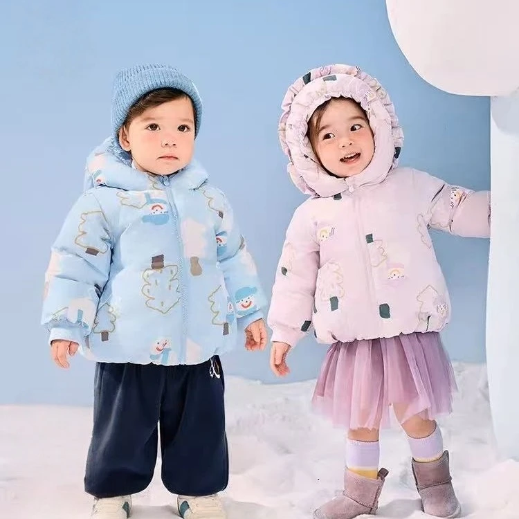 三防羽绒服男女童冬季新款短款羽绒服加厚幼童女卡通时尚加厚款