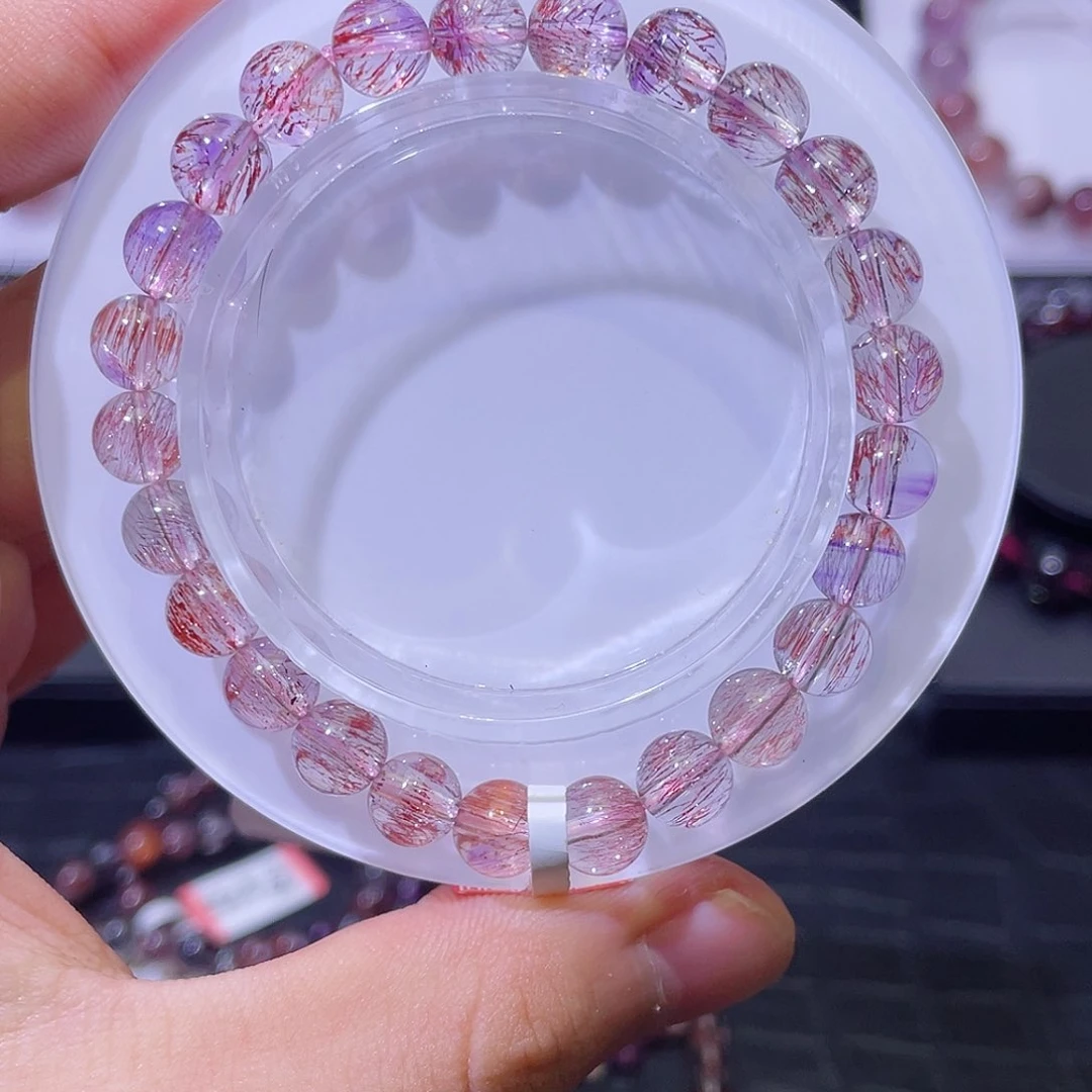 水晶手链未镶嵌紫红超7.8