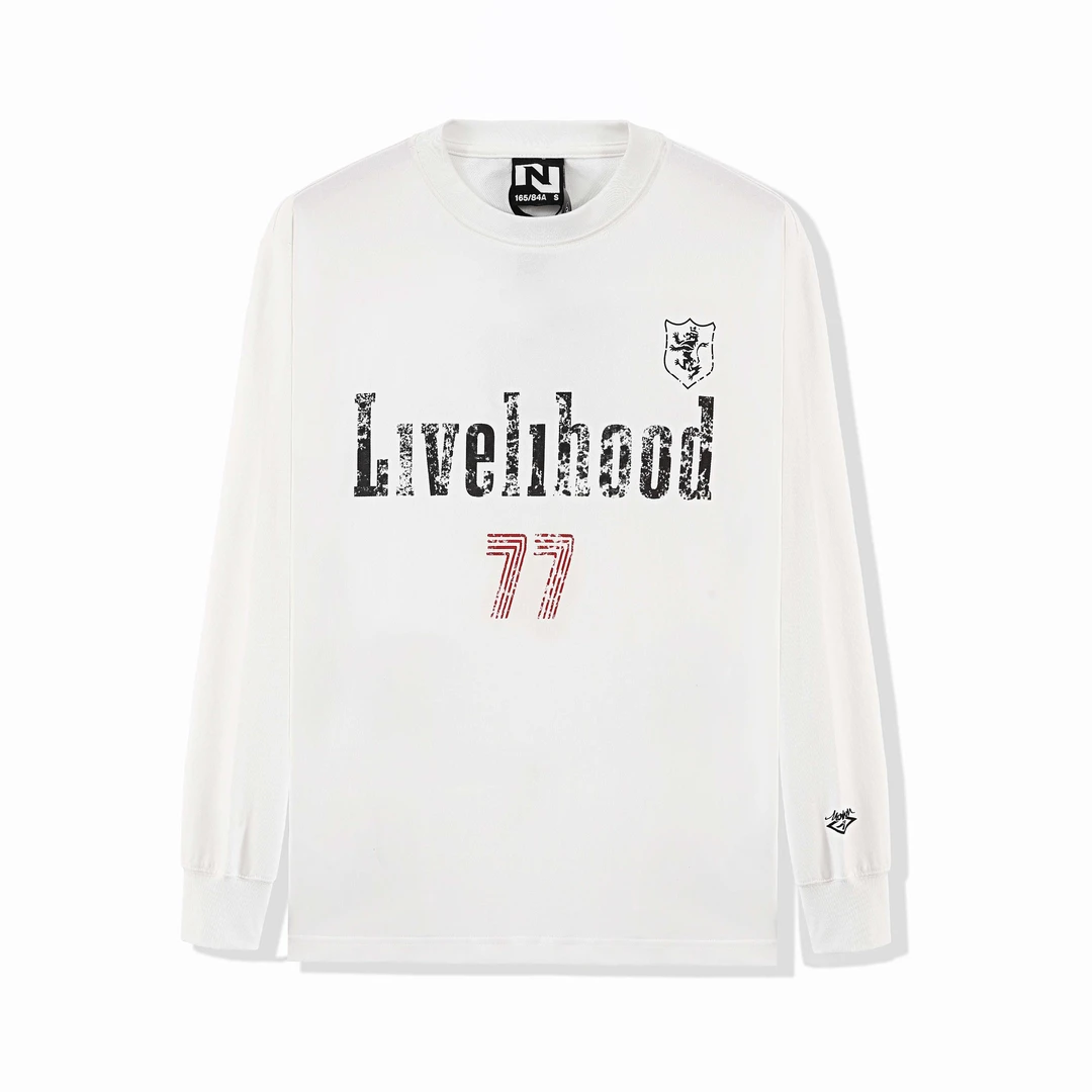 NOWON长袖白色字母T恤男装2025春夏穿搭打底潮牌美式休闲宽松上衣