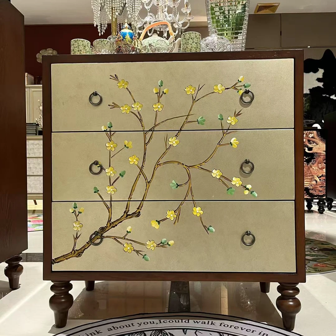 【喜悦家具】GH 复古做旧梅花三斗柜（加厚）80*40*85
