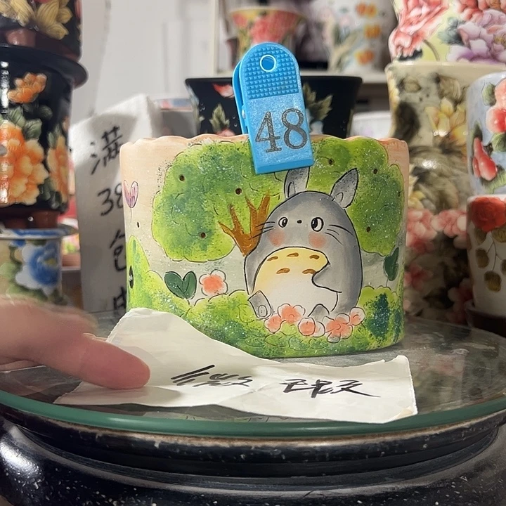 景德镇幸运花盆手绘韩式花盆