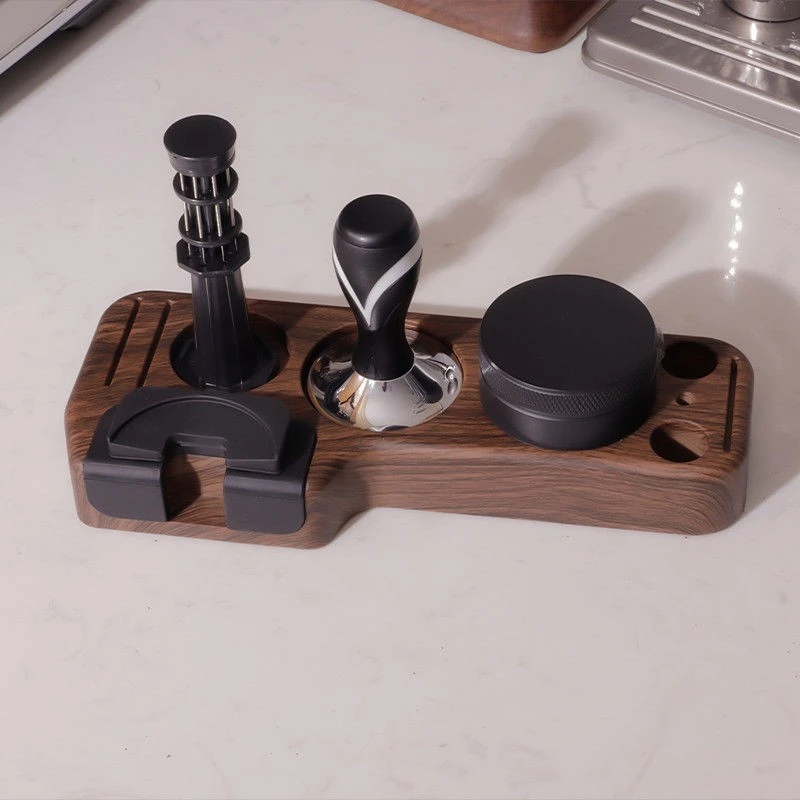 咖啡机压粉座配套器具收纳座胡桃纹填压座布粉器通用咖啡辅助填压