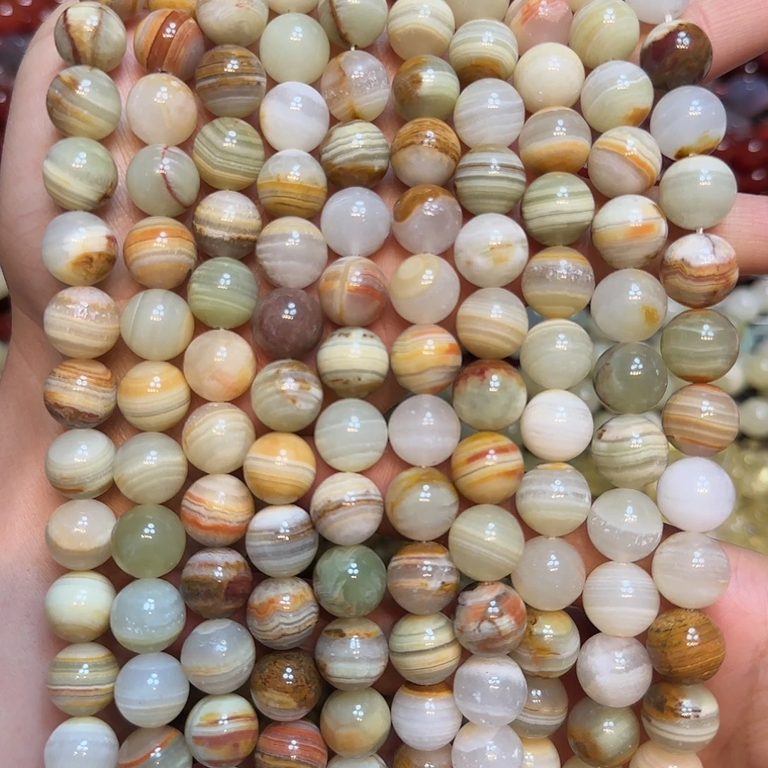 玛瑙/玉髓未镶嵌珠宝半成品12mm天然石绿方解一条