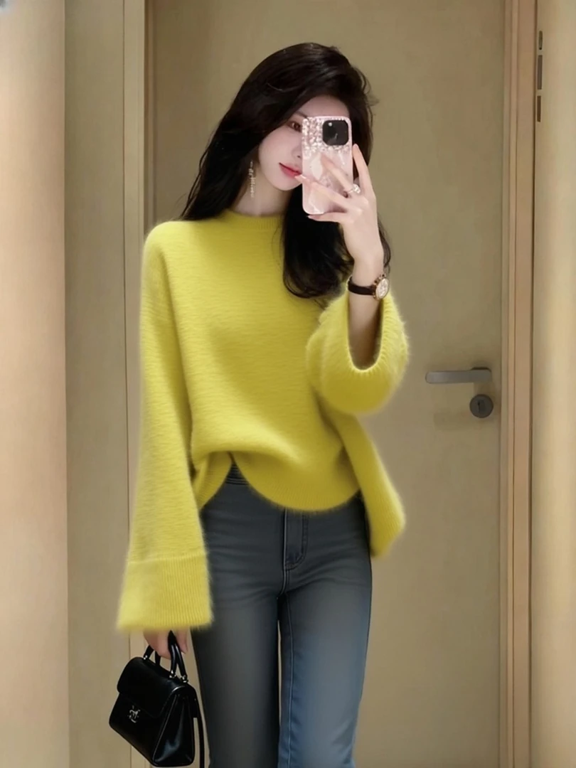 韩系宽松超好看慵懒风针织衫2025年秋季独特高级感时尚小个子毛衣