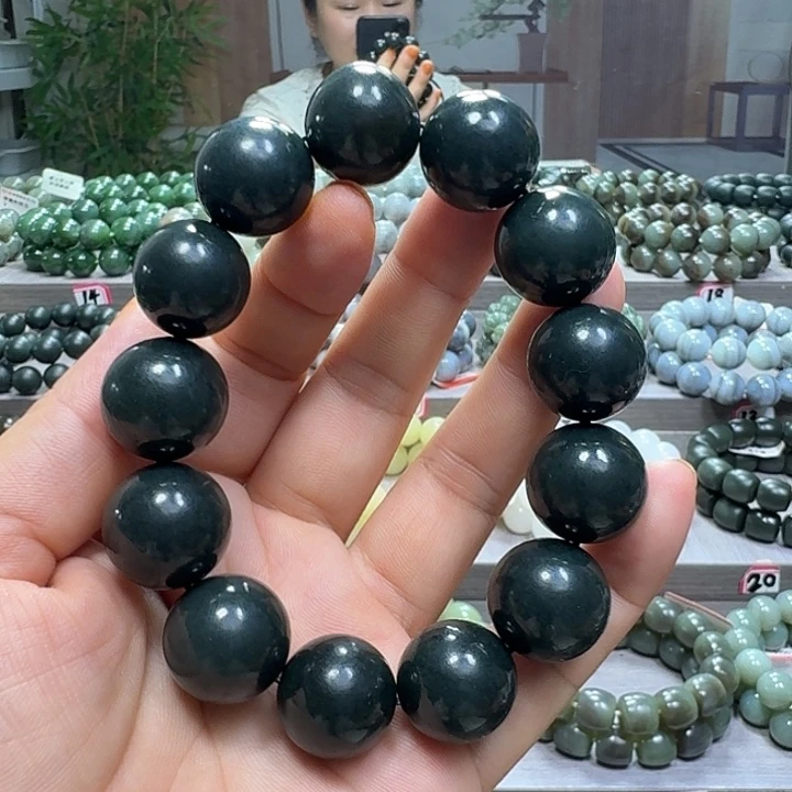 手链未镶嵌和田玉新疆黑油青卡18