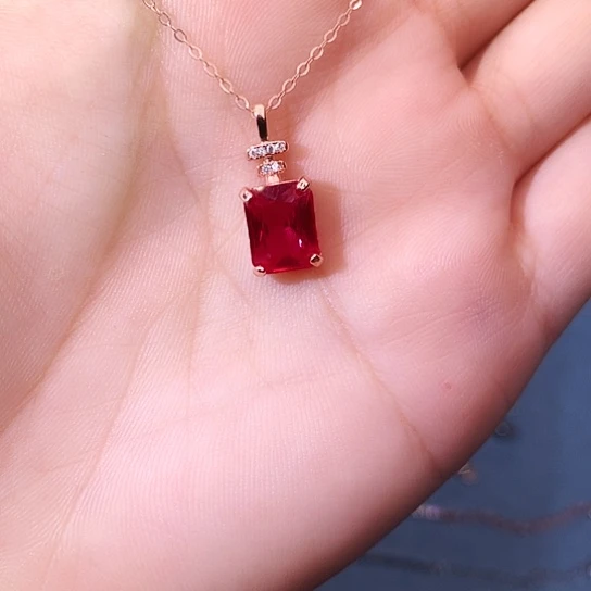红宝石吊坠(赠链)银S925镶嵌