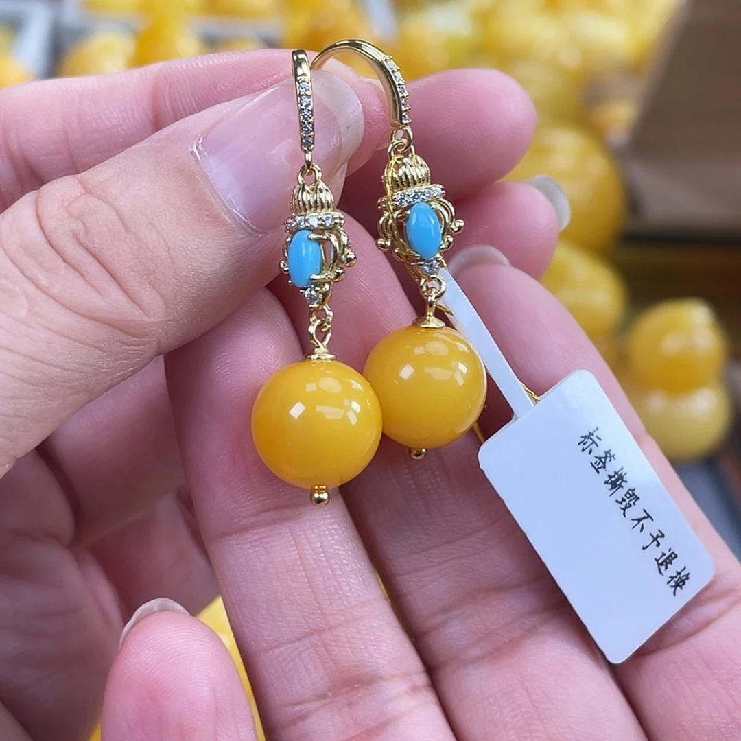 琥珀银S925镶嵌珠宝奇石j75