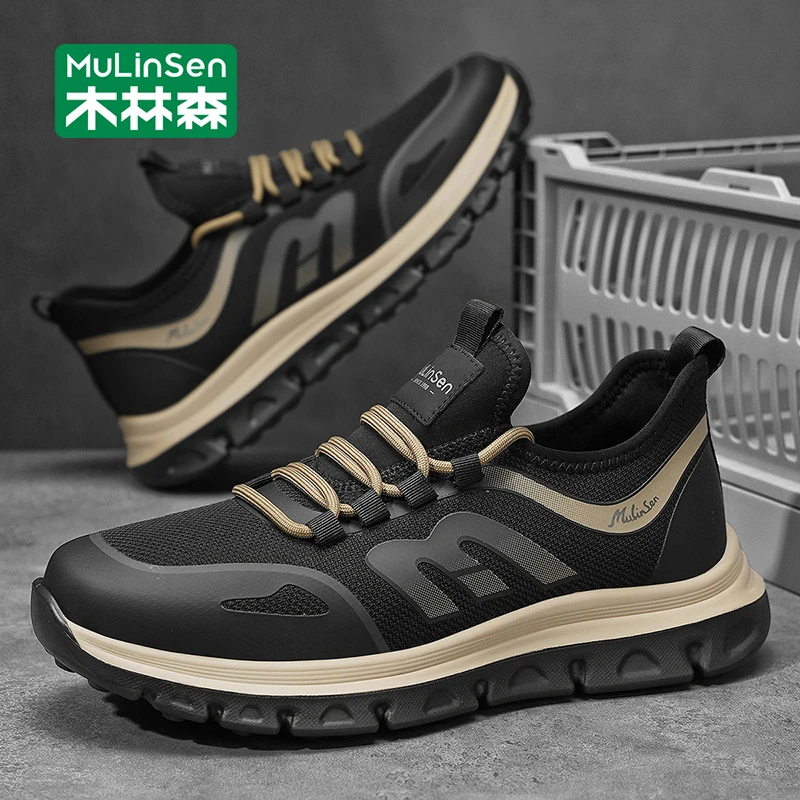 木林森男鞋2025新款秋季透气运动鞋男款休闲软底跑步男士网面鞋
