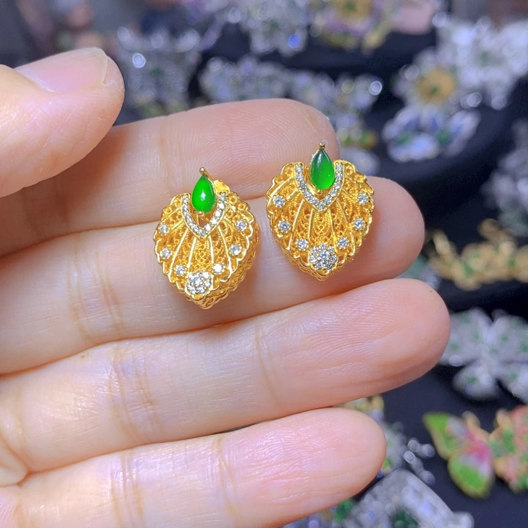 翡翠银S925镶嵌吊坠(不含链)天然翡翠