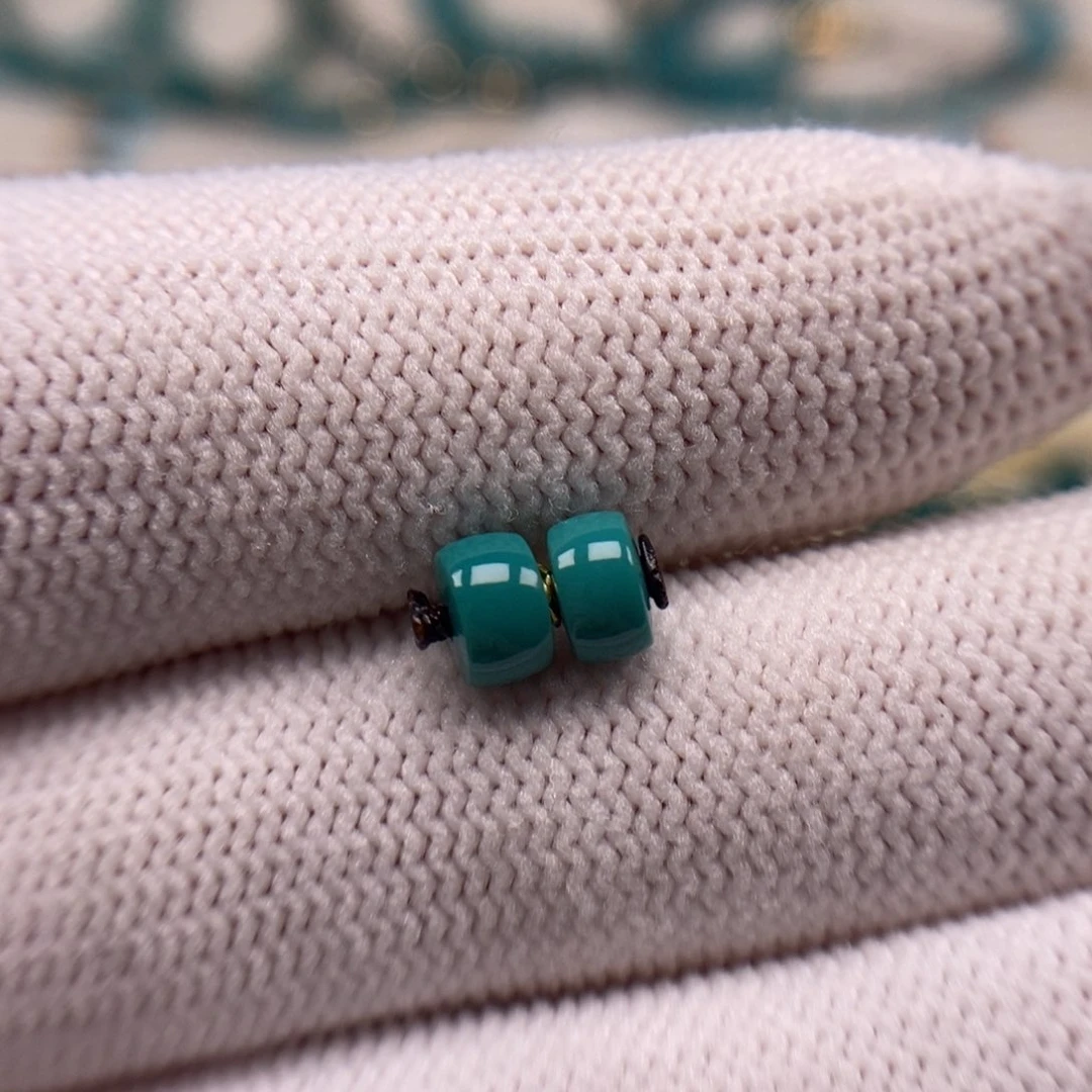 未镶嵌绿松石直切对珠5.5mm福利款AA574