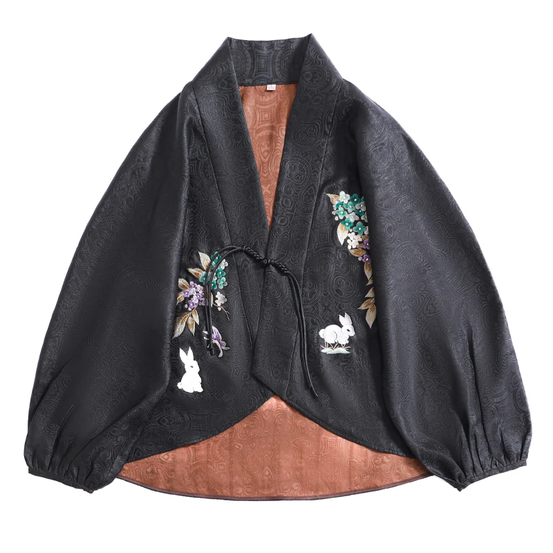 「玄兔衔花」乐锦坊复古日常百搭新中式手工汉服国潮中国风女装上衣