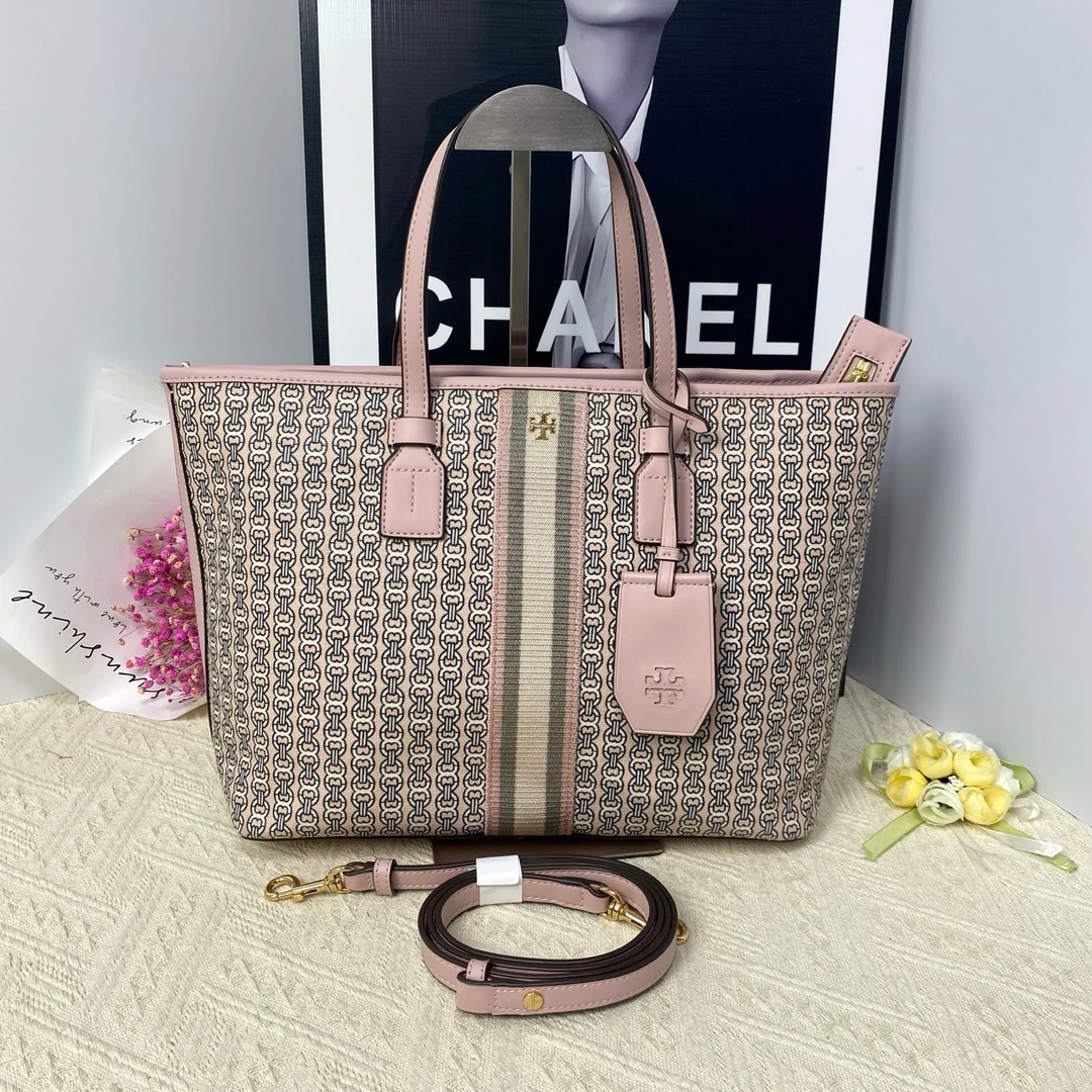95新 TORY BURCH/汤丽柏琦 粉色托特包16322461