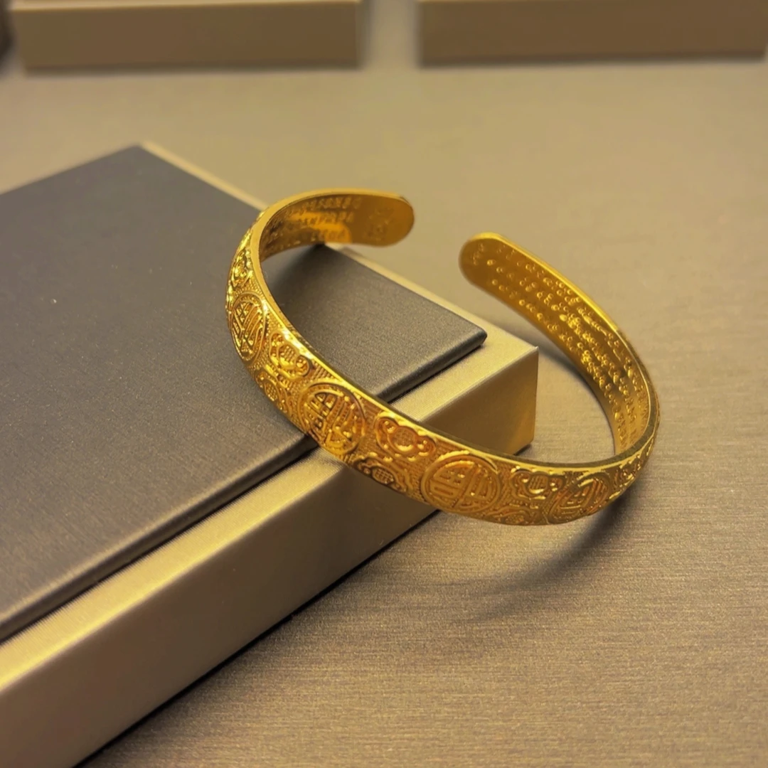 铜合金手镯 铜合金手镯|高定|古法精工雕刻大福字开口款福运镯