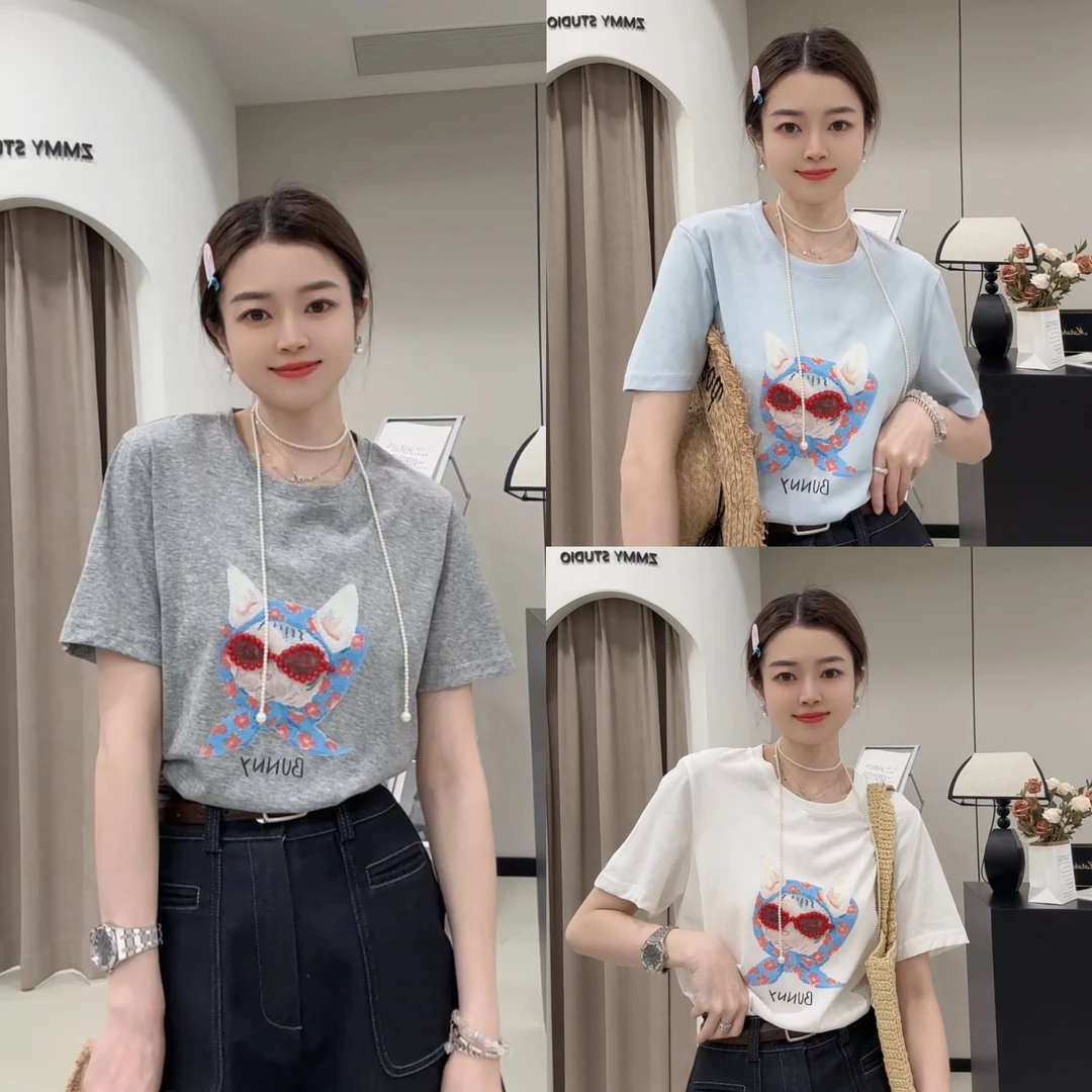 【ZMMY严选私服】夏季新款卡通动漫印花钉珠百搭T恤K5041403
