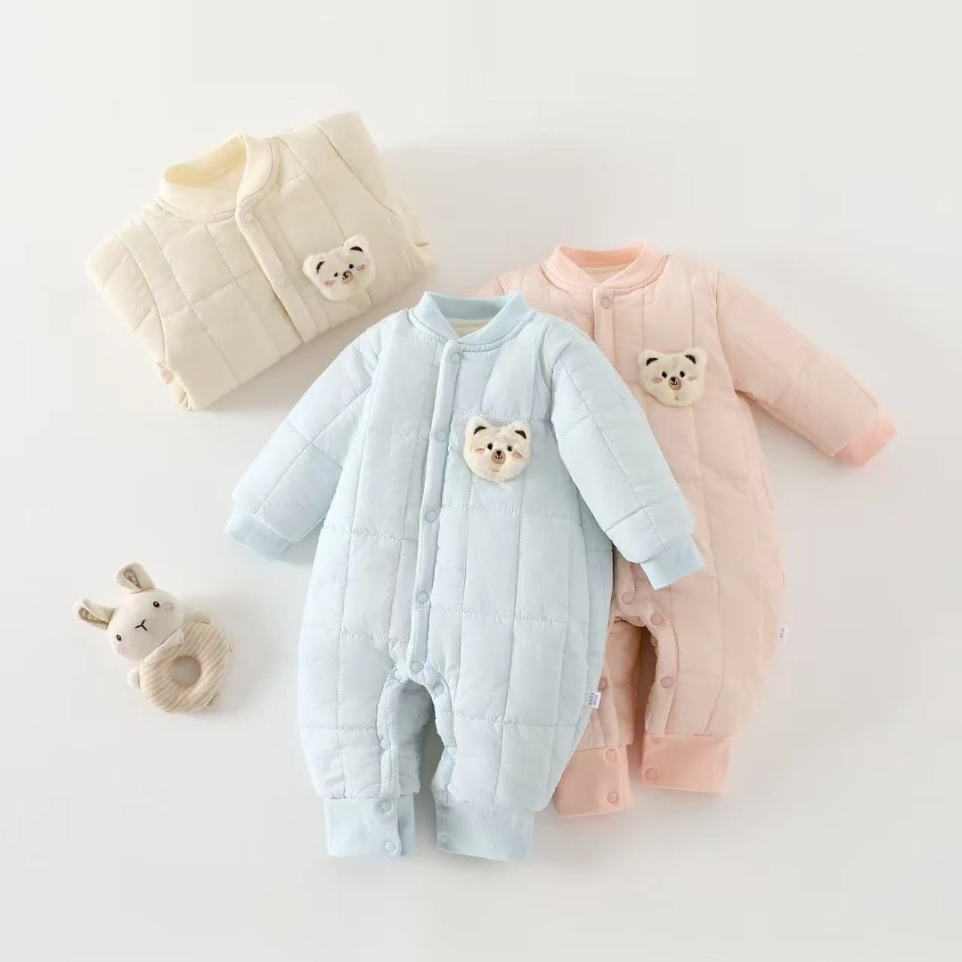 婴儿连体衣秋冬夹棉长袖哈衣A类加棉宝宝衣服冬款初生婴儿衣服