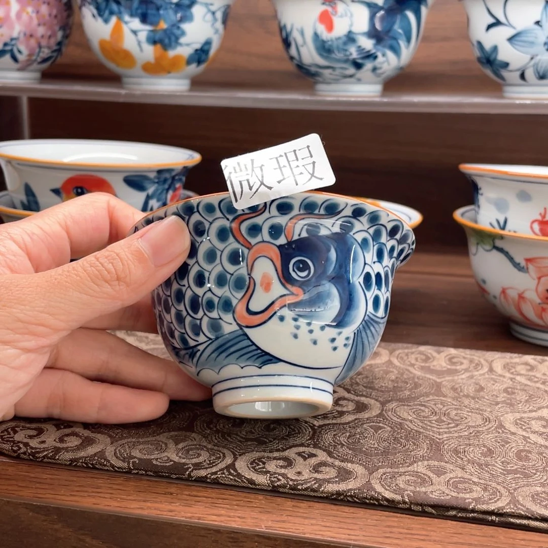 釉下手绘茶具微瑕