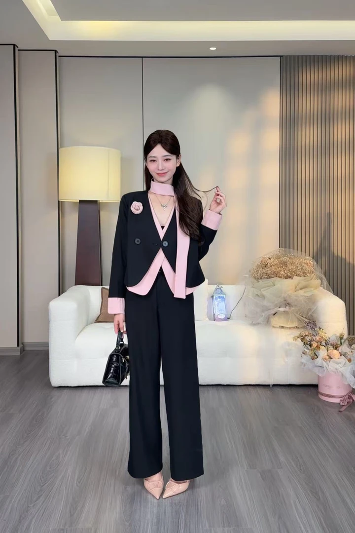 【清】粉黛佳人小个子新款克鲁千金时尚女神气质减龄套装JY25101