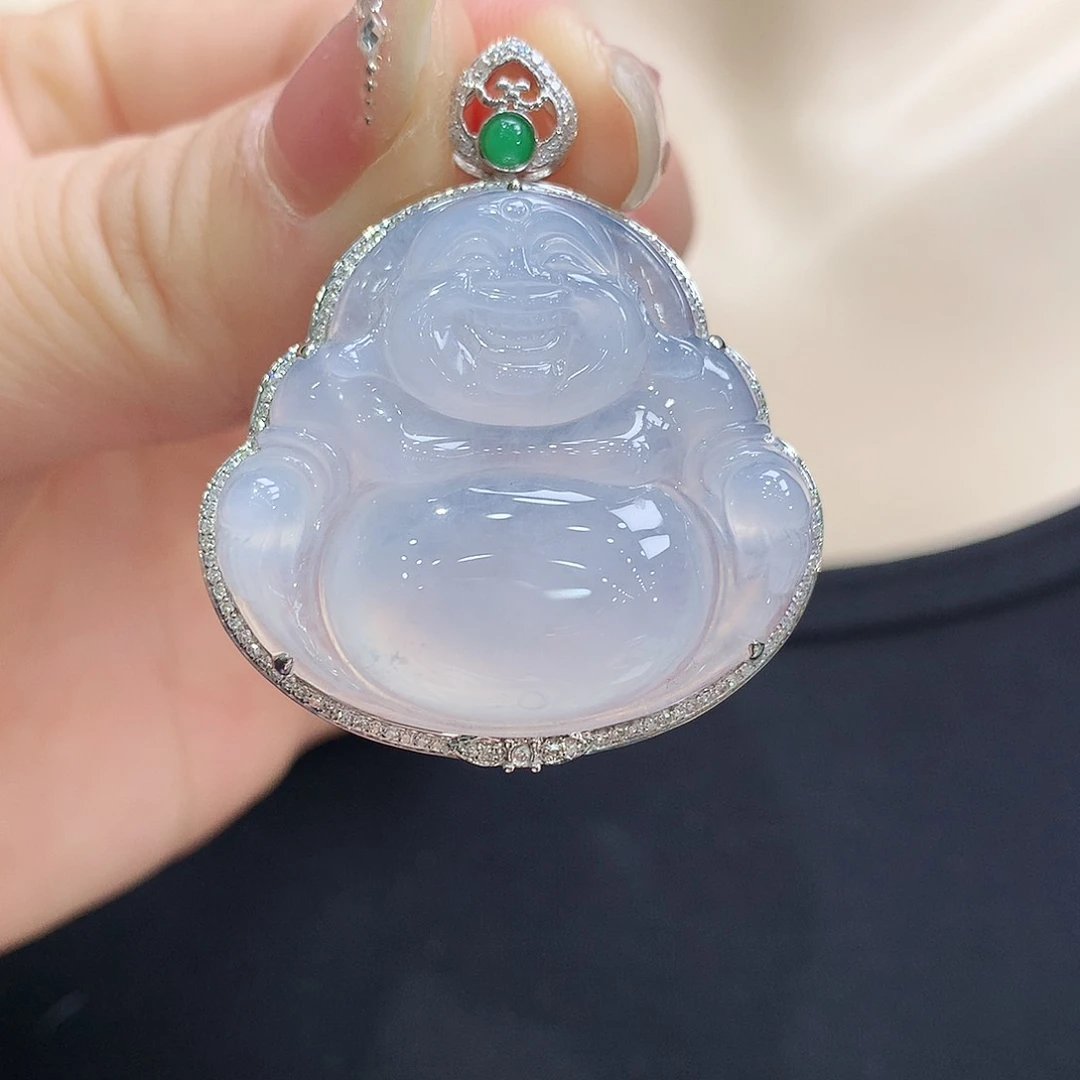 翡翠颈饰18K金镶嵌佛公
