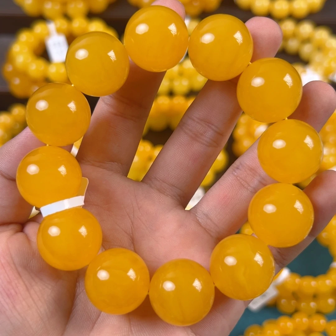 琥珀未镶嵌手串53.22g焦皮同料圆珠20mm xa