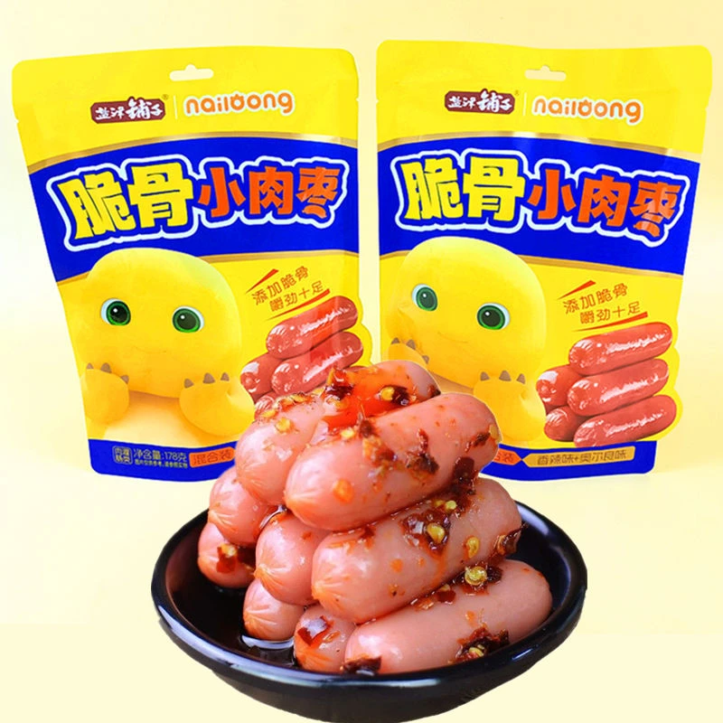 盐津铺子奶龙联名脆骨小肉枣香辣味奥尔良小香肠子弹肠一整袋178g