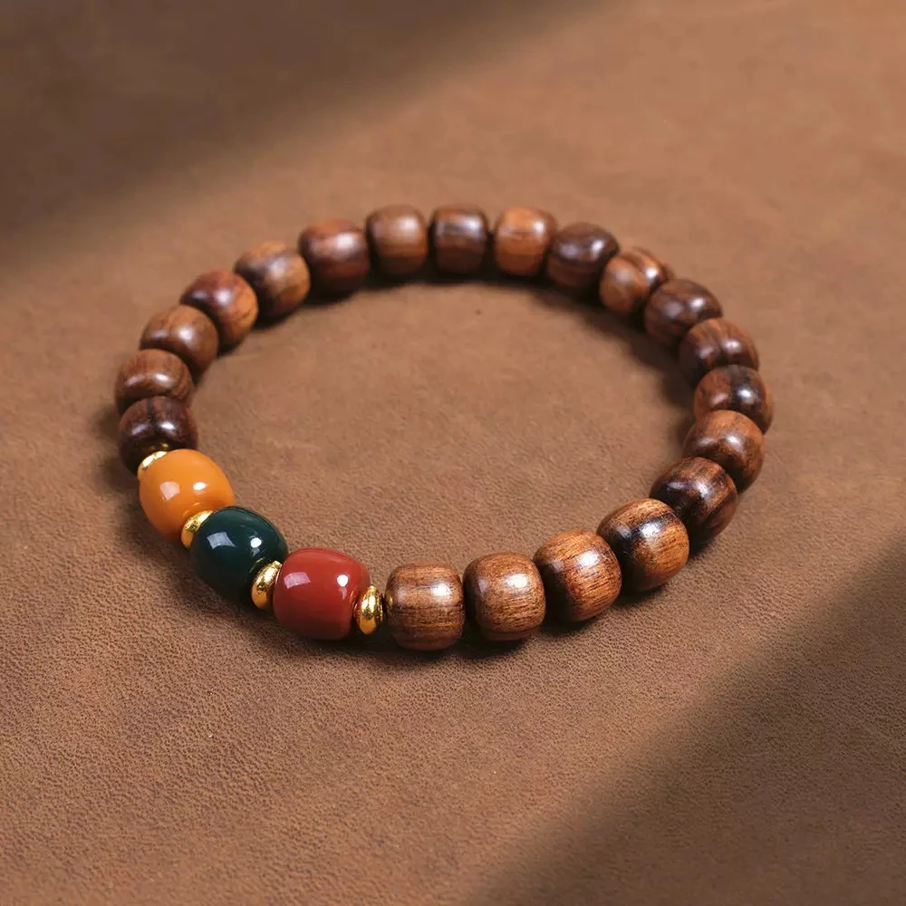 非金属木质手链 木质手串复古三色珠子新中式民族风简约手串情侣