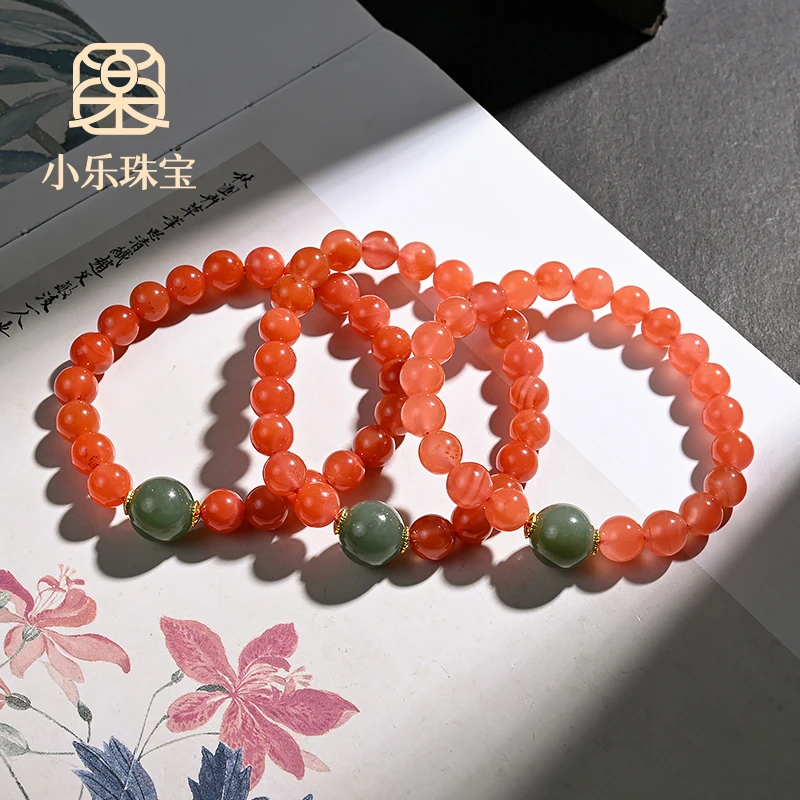 原创百搭轻奢南红和田玉手链多样性发一-11079