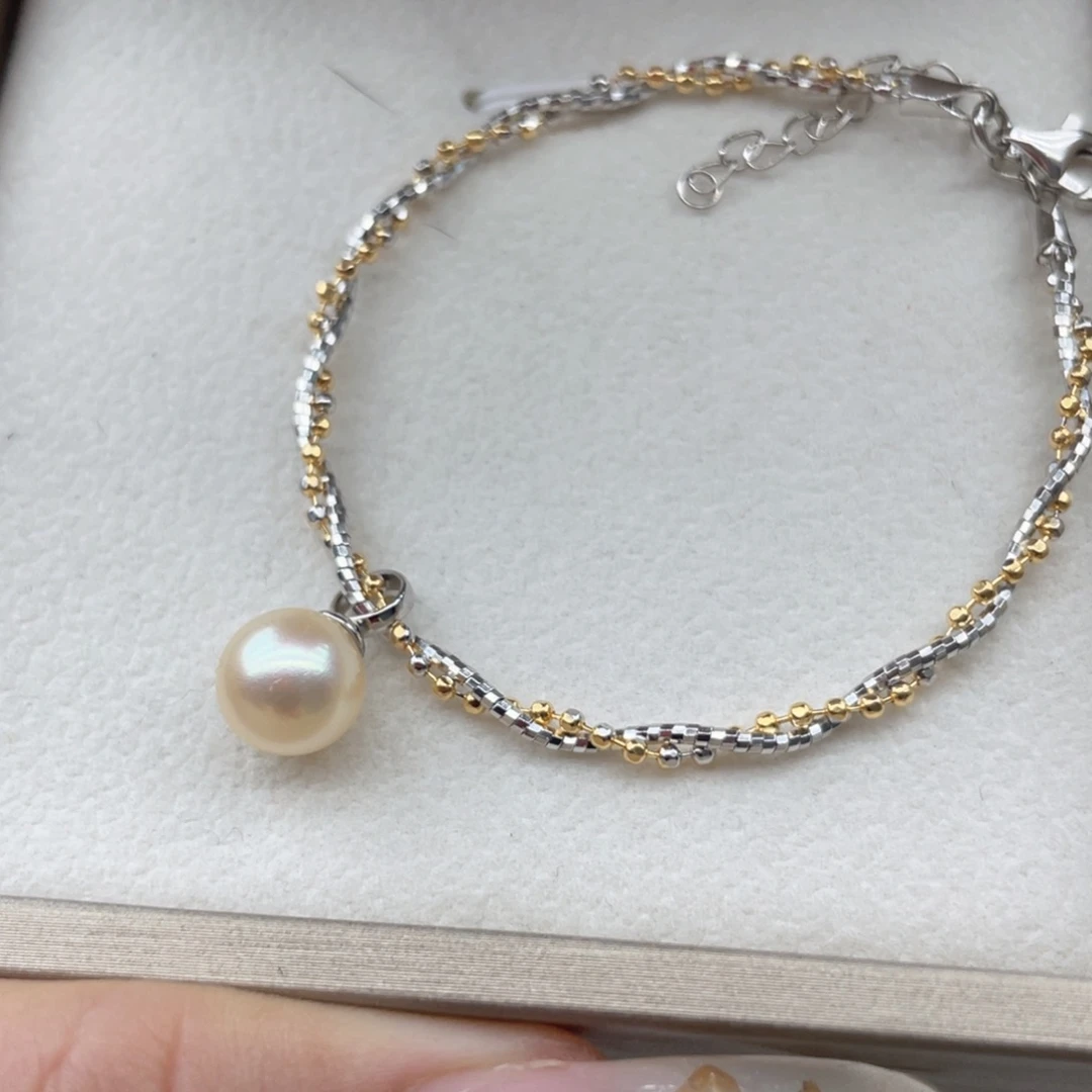 海水珍珠手镯银S925镶嵌S10