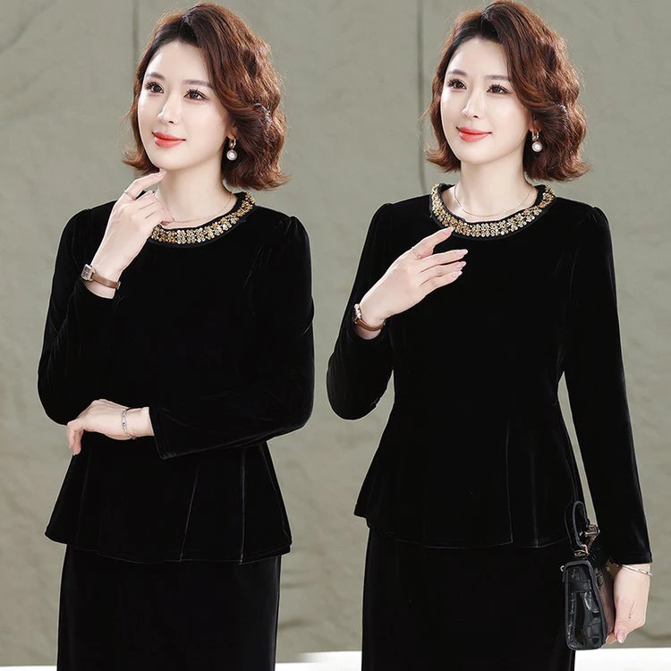 秋季洋气高级时尚女士纯色丝绒打底衫百搭秋装2542