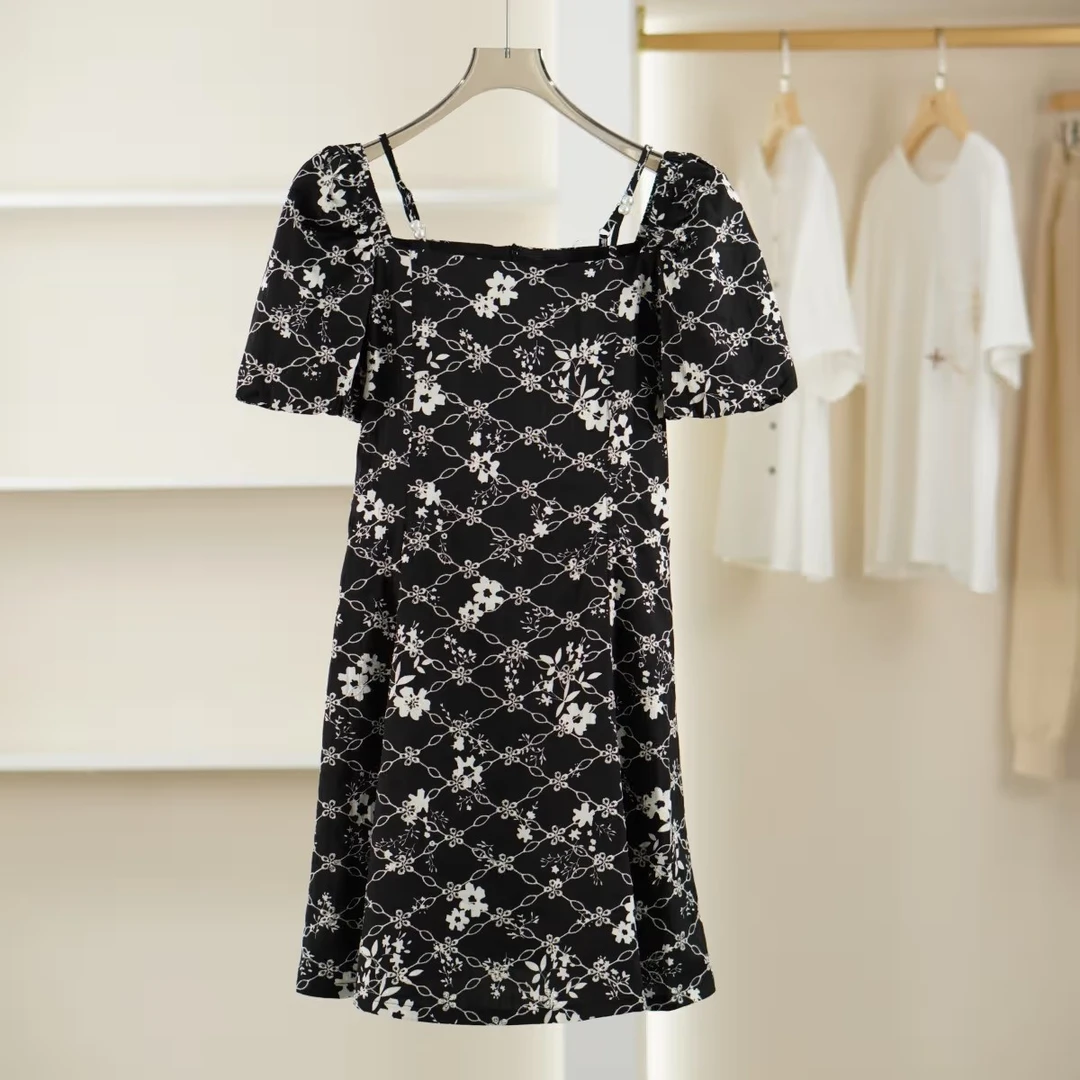 麦迪尚品【Miss-O】50421442夏法式复古刺绣碎花吊带连衣裙