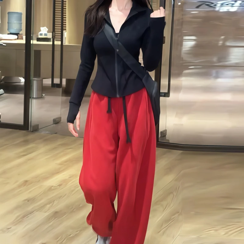 罗芬面料故事旗舰店女装秋季时尚修身显瘦上衣搭配运动显瘦休闲裤