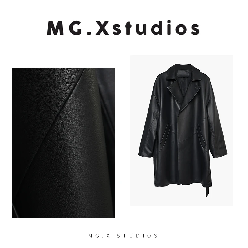 【青梦】MGX皮衣欧美风中长款秋季宽松女气质显瘦大衣M51F3062W8CK