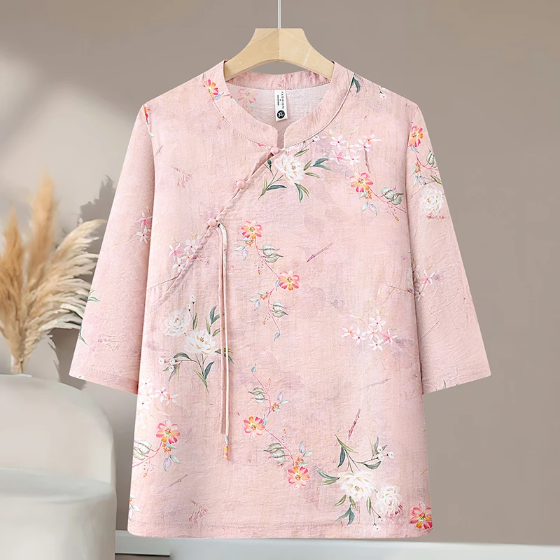 时尚中老年女装妈妈装中国风中式复古七分袖套装七分裤