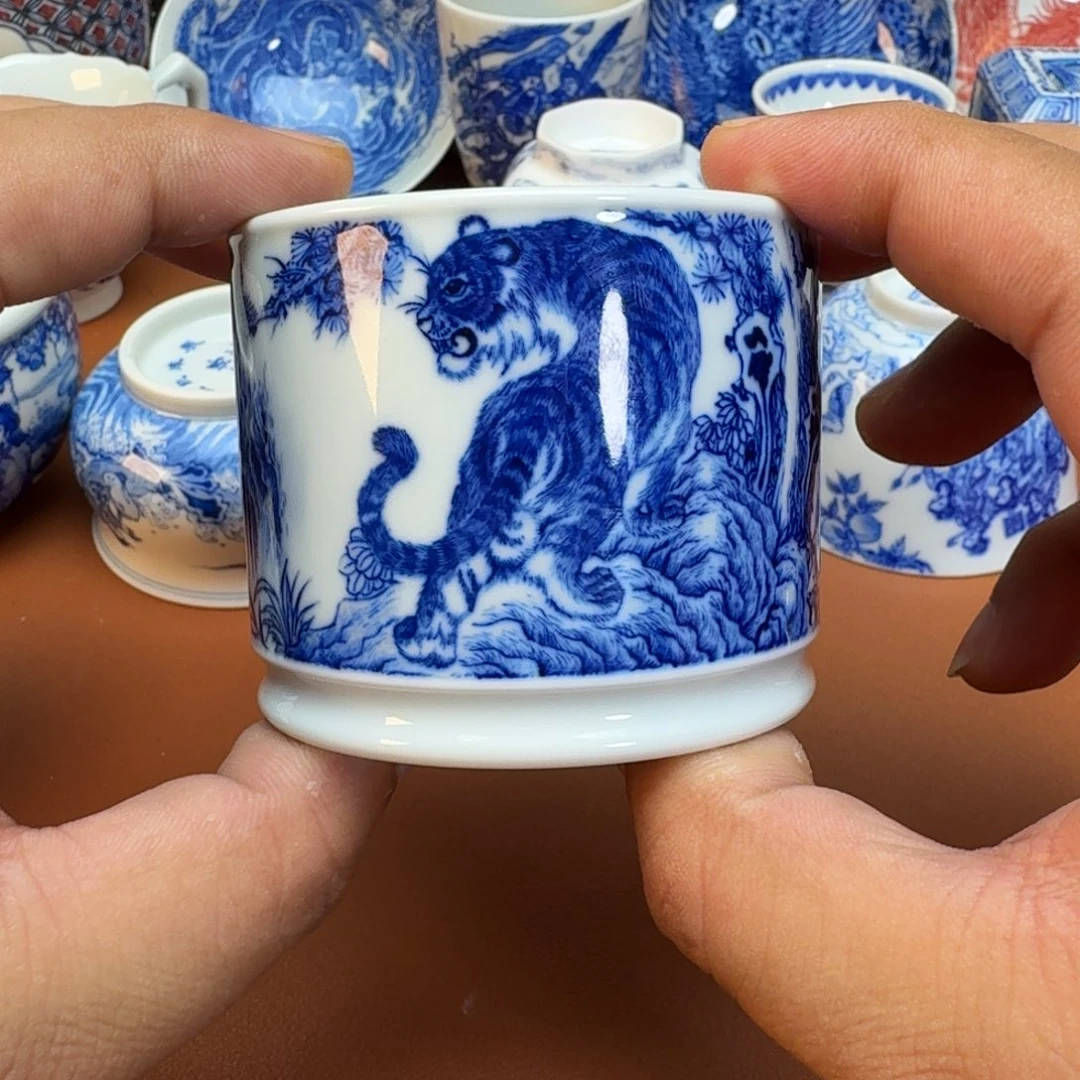 红***豆杯子景德镇全手工手绘陶瓷